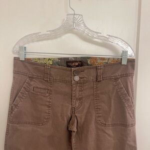 Vintage Y2K Flare Hollister Gray-Brown Casual Pants with Floral Waistband